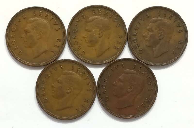 UNION 1948 TO 1952 PENNY (5 COINS)