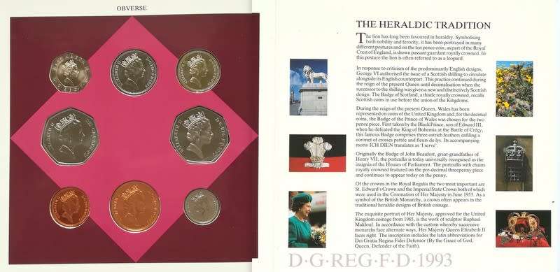 UNITED KINGDOM 1993 BRILLIANT UNC COIN SET