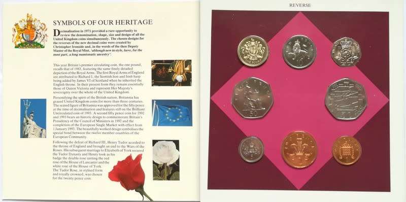 UNITED KINGDOM 1993 BRILLIANT UNC COIN SET