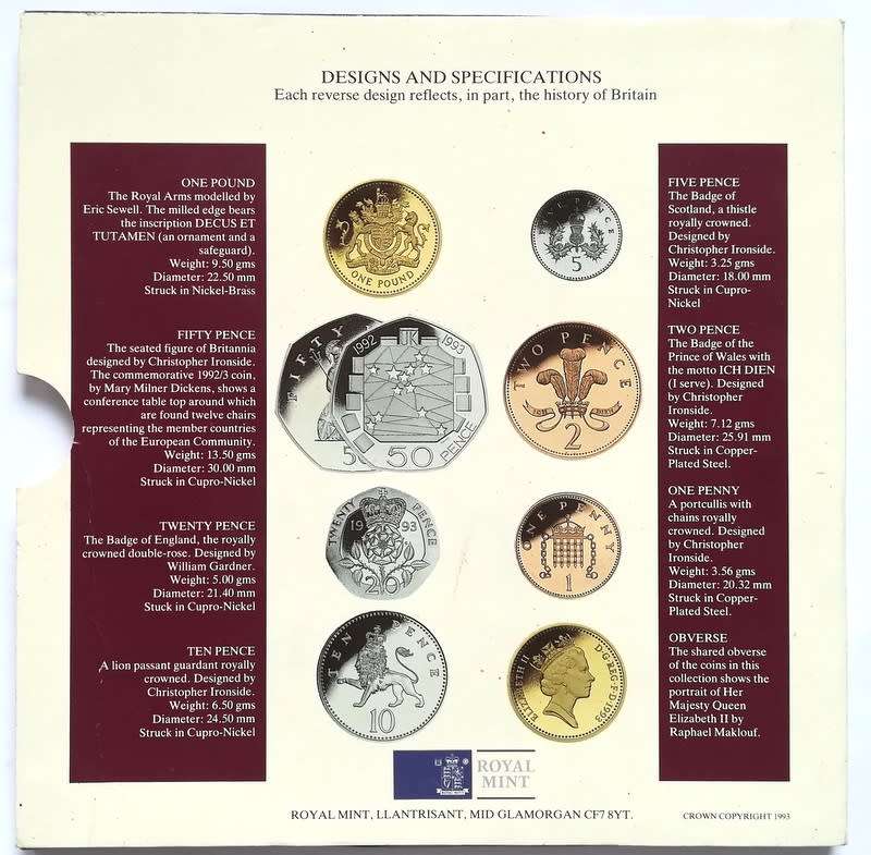 UNITED KINGDOM 1993 BRILLIANT UNC COIN SET