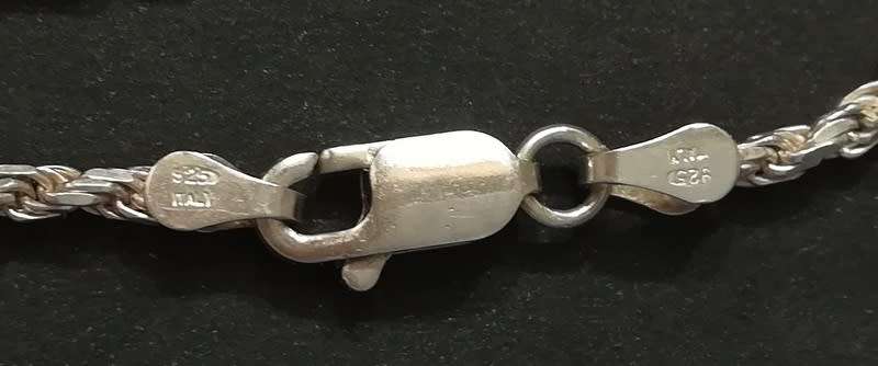 STERLING SILVER ITALY ROPE CHAIN 600MM 10.9 GRAMS