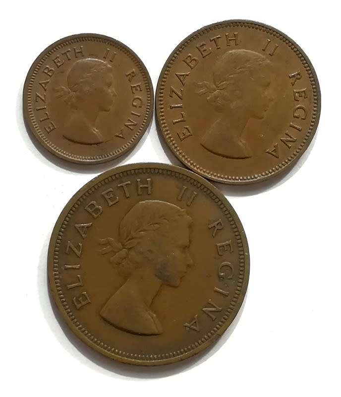 UNION 1955 1/2+1/2+1 PENNY (3 COINS)