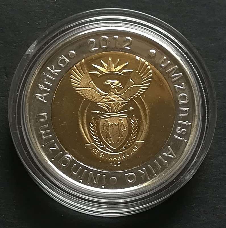2012 S A M 5 RAND *STRUCK ON OOM PAUL COIN PRESS** PROOF-LIKE