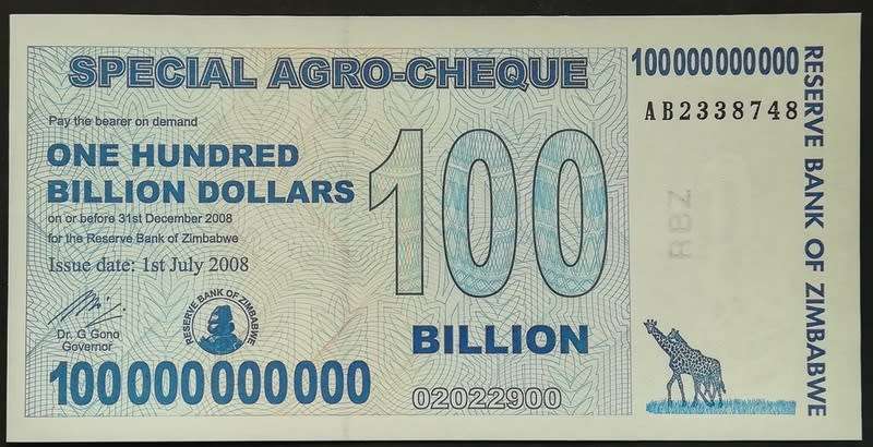 ZIMBABWE 2008 100 BILLION DOLLARS SPECIAL AGRO CHEQUE EF+