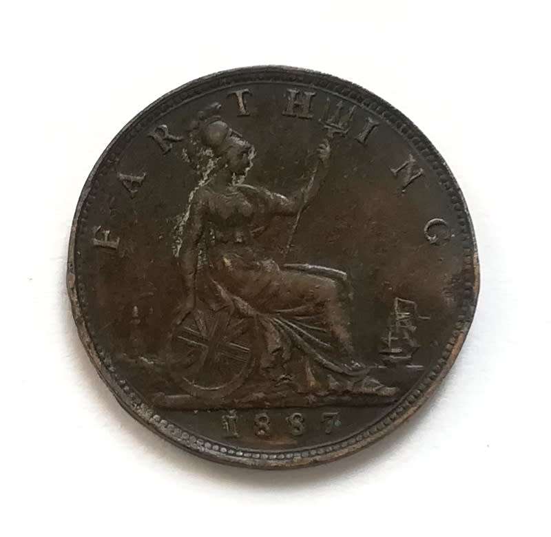 GREAT BRITAIN 1887 1/4 PENNY *NIKS TO RIM*