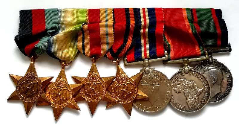 WW2 SET OF 7 SOUTH AFRICAN NAVY MEDALS AWARDED TO 67445 R E WILSON S A N FULL SIZE