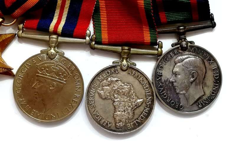 WW2 SET OF 7 SOUTH AFRICAN NAVY MEDALS AWARDED TO 67445 R E WILSON S A N FULL SIZE