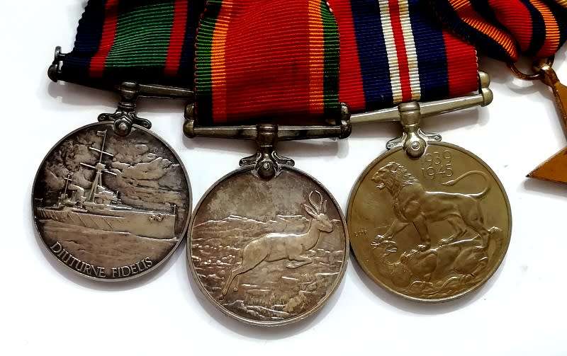 WW2 SET OF 7 SOUTH AFRICAN NAVY MEDALS AWARDED TO 67445 R E WILSON S A N FULL SIZE