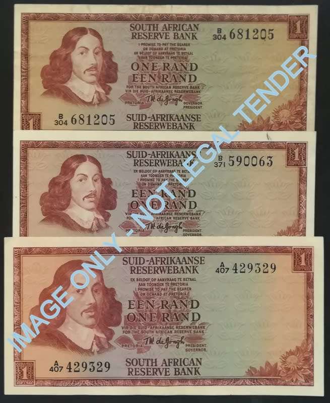 T W DE JONGH 1 RAND ST+2ND+3RD ISSUE (3 NOTES)