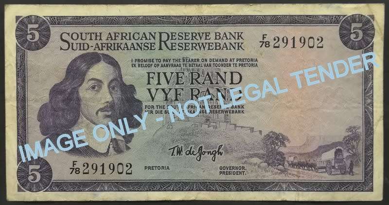 T W DE JONGH 5 RAND 1ST ISSUE