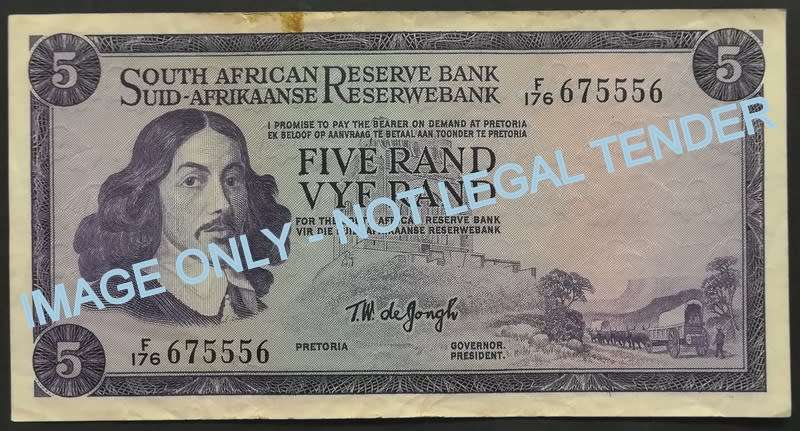 T W DE JONGH 5 RAND 1ST ISSUE