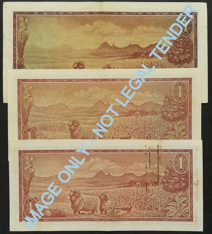 T W DE JONGH 1 RAND 1ST + 2ND + 3RD ISSUE (3 NOTES)