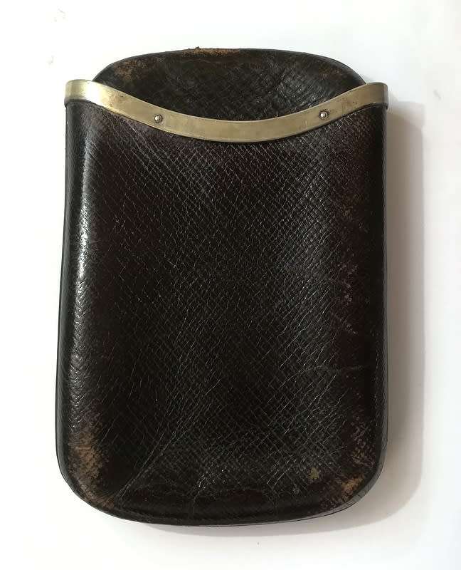 LONDON 1878 STERLING SILVER AND LEATHER CIGAR BOX 90X140MM