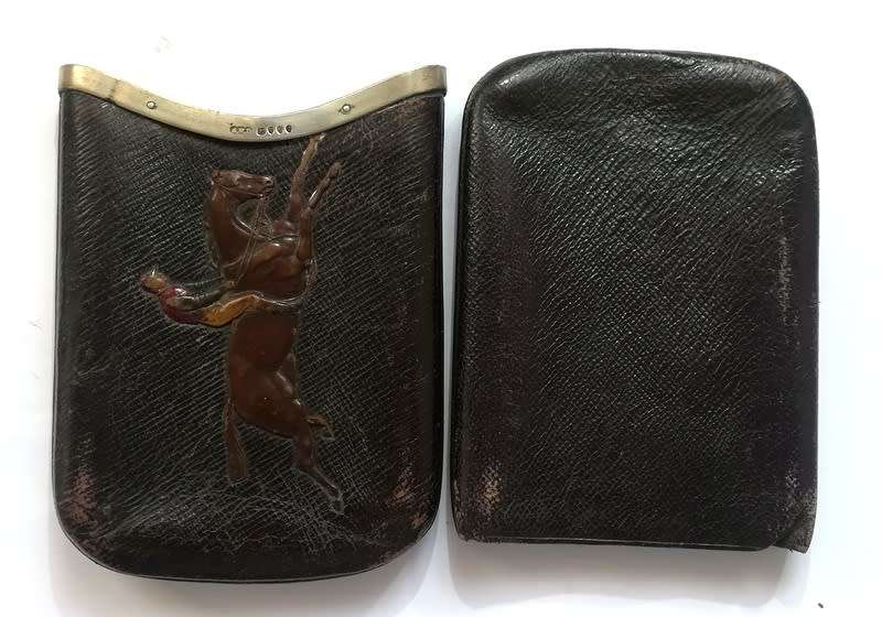 LONDON 1878 STERLING SILVER AND LEATHER CIGAR BOX 90X140MM