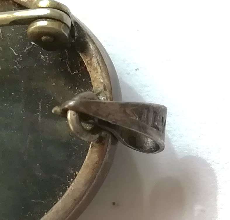 STERLING SILVER AND BLUE TIGER`S EYE PENDANT/BROOCH 25X38MM