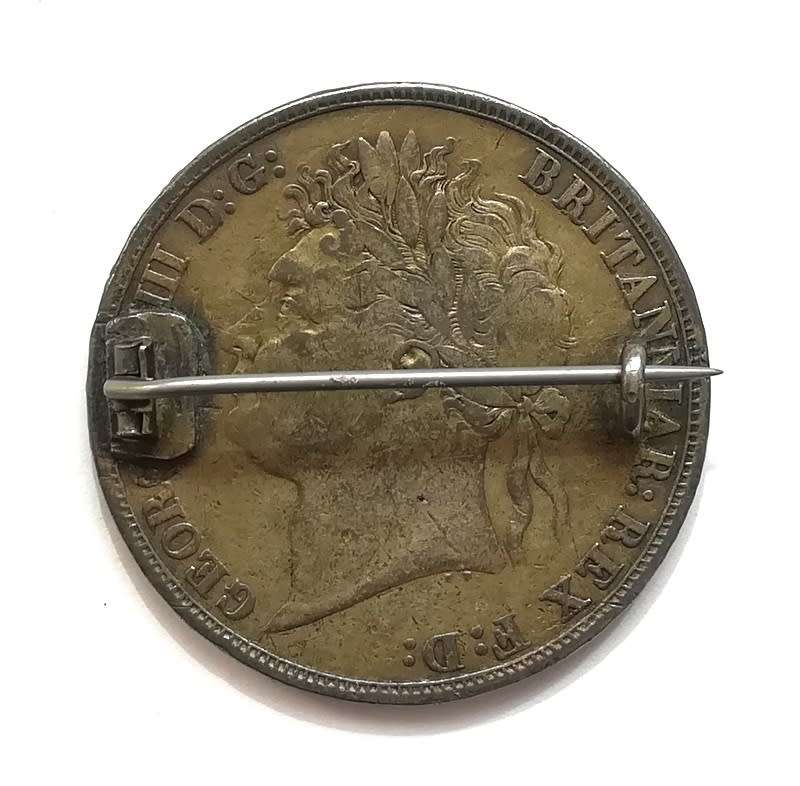1821 GREAT BRITAIN ENAMEL SILVER CROWN BROOCH