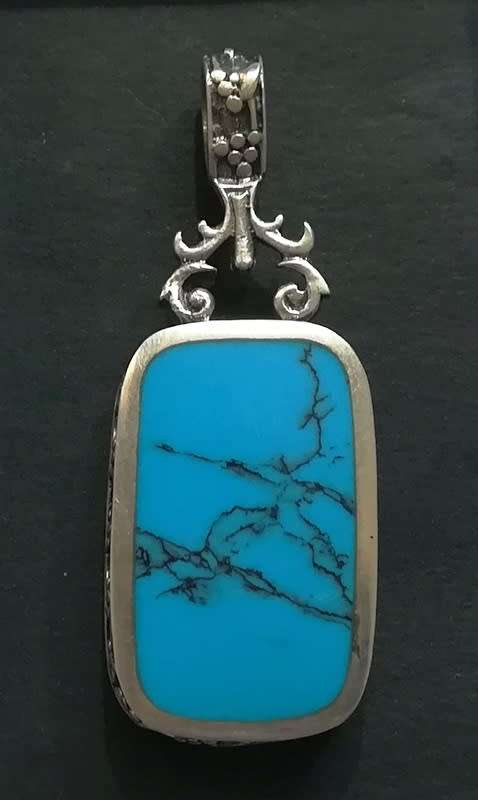 STERLING SILVER DOUBLE SIDED PENDANT - MARKED INSIDE LOOP 45X15MM