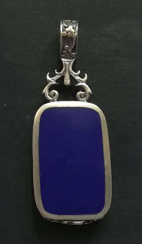 STERLING SILVER DOUBLE SIDED PENDANT - MARKED INSIDE LOOP 45X15MM