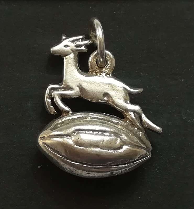 STERLING SILVER CHARM - SPRINGBOK RUGBY 18X20MM 6.4 GRAMS