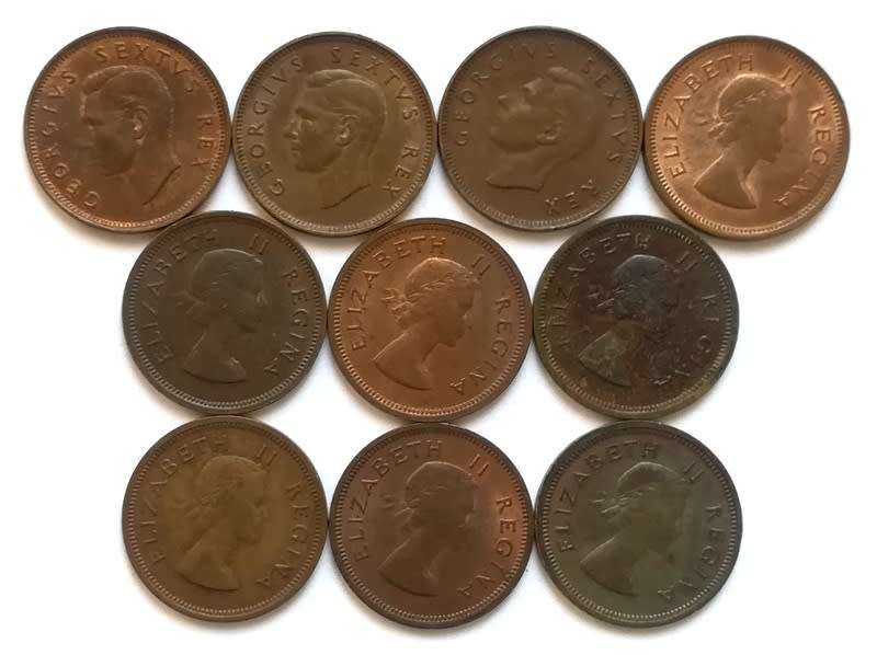 UNION 1950 TO 1959 1/4 PENNY - *ALL DATES* (10 COINS)