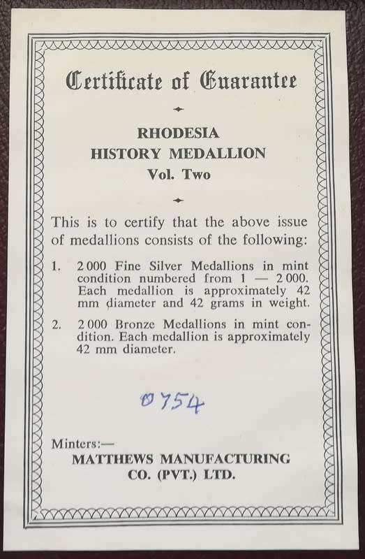 RHODESIAN HISTORY MEDALLION VOL.2 **IAN SMITH**