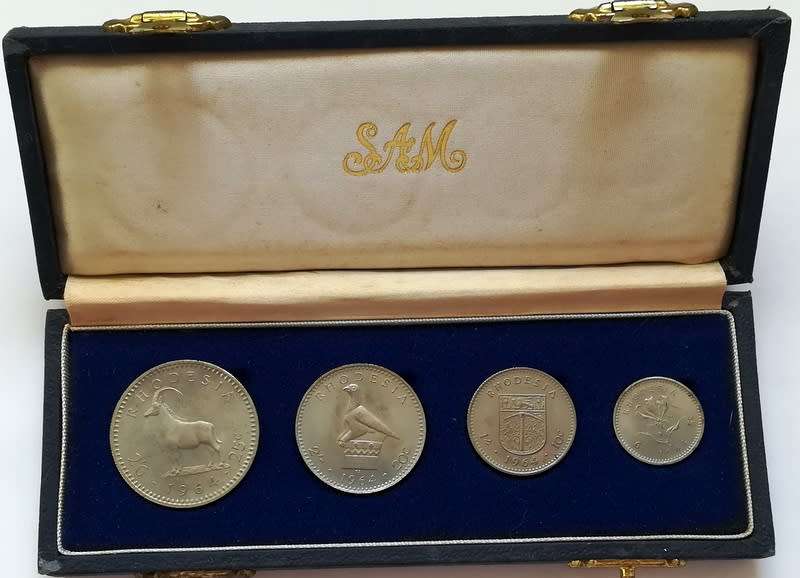 RHODESIA 1965 COIN SET S A M *BOX AND PAPERS*