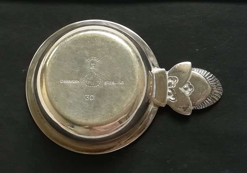 GEORGE JENSEN STERLING SILVER AND ENAMEL SALT  45X 65MM 25.6G