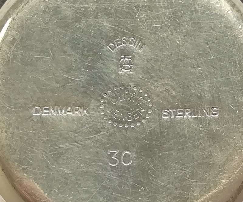 GEORGE JENSEN STERLING SILVER AND ENAMEL SALT  45X 65MM 25.6G