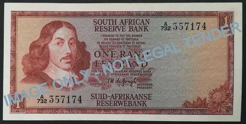 T W DE JONGH 1 RAND 1ST ISSUE 1972 EF