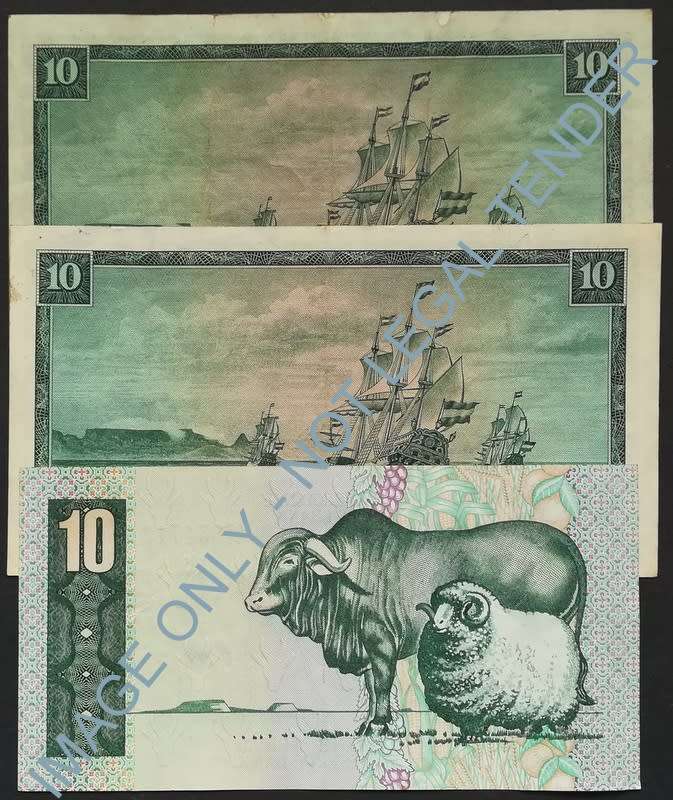 T W DE JONGH 10 RAND 1ST + 3RD + 4TH ISSUE (3 NOTES)