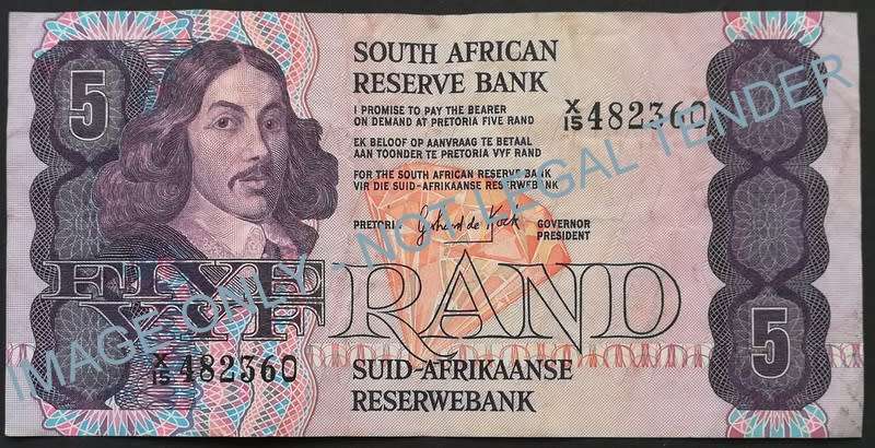 GERHARD DE KOCK 5 RAND 3RD ISSUE *REPLACEMENT NOTE*