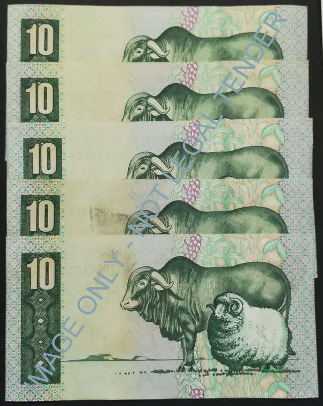 T W DE JONGH 10 RAND 4TH ISSUE (5 NOTES) **BID PER NOTE**