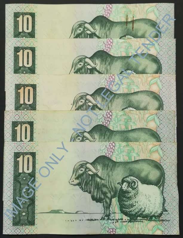 T W DE JONGH 10 RAND 4TH ISSUE (5 NOTES) **BID PER NOTE**