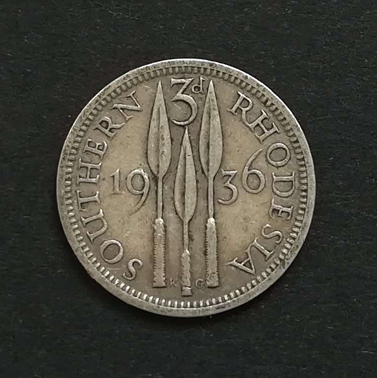 SOUTHERN RHODESIA 1936 SILVER 3 PENCE
