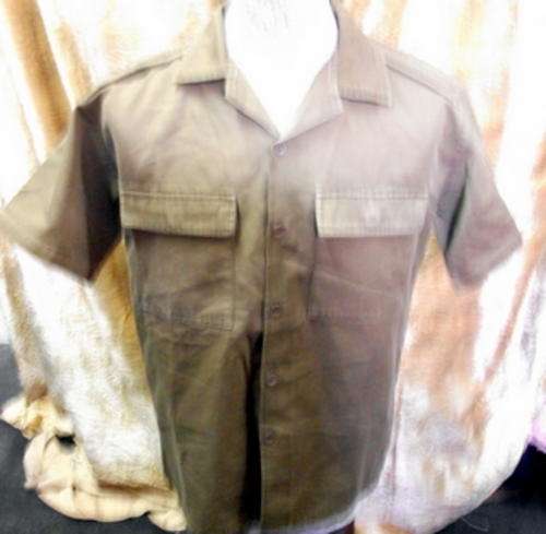 SA ARMY BROWN SHORT SLEEVE SHIRT SIZE +-LARGE
