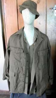 OLD SOUTH AFRICAN ARMY SHORT SLEEVE BROWN SHIRT,BROWN VEST, BROWN BUSH HAT AND BUSH JACKET