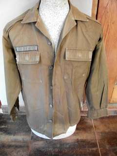 OLD SOUTH AFRICAN ARMY BROWN FIELD DRESS LONG SLEEVE SHIRT SIZE +-SMALL