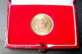 1/2 OZ GOLD KRUGER RAND 1985 IN RED S.A. MINT BOX