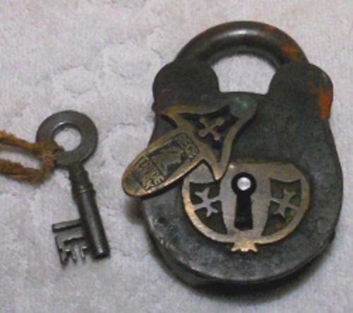 Beautiful Antique Padlock and Key