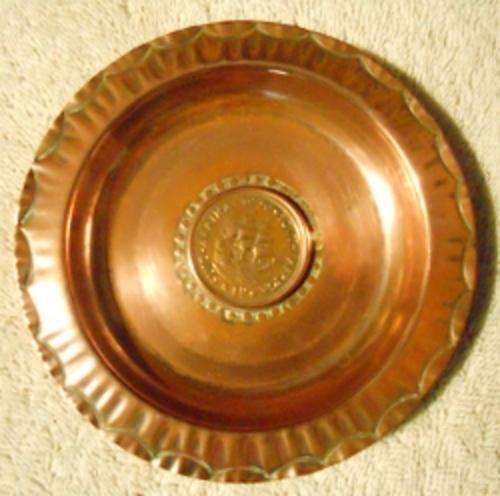 Copper Ashtray with 1956 1d coin in middle