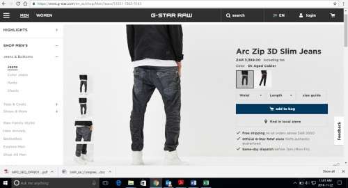 G Star RAW Jeans Brand New Never Worn