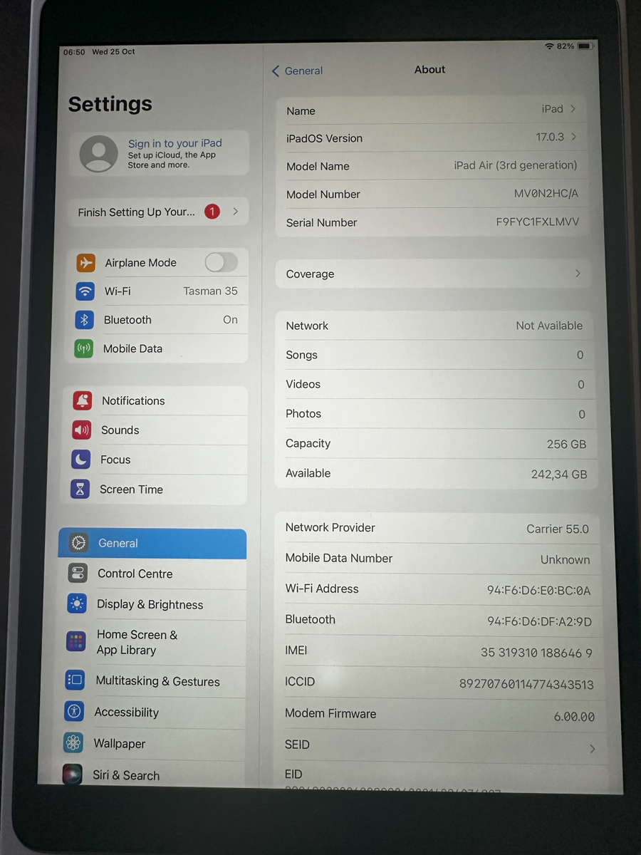 iPad Air 3rd Gen 10.5` | Wi-Fi+Cellular | 256GB | Space Gray
