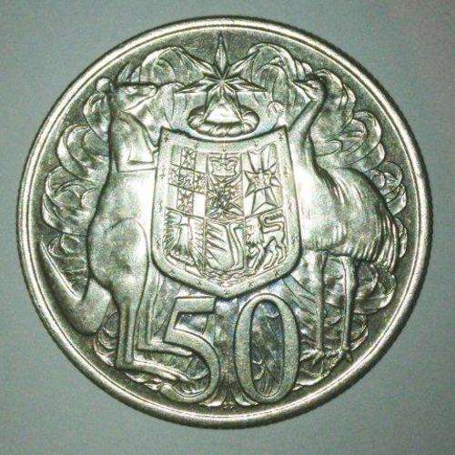 1966 .800 fine silver Australian 50 cent coin - R1 START!!!!