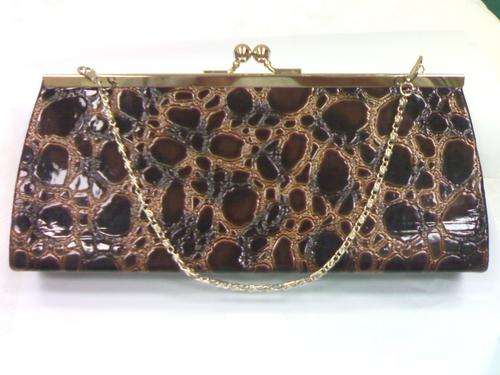 STUNNING LADIES CROC CLUTCH BAG-BROWN