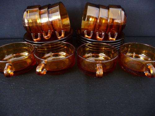 Duralex Glassware Petit Espesso Cups and Saucers - Set of 10 - Made in France
