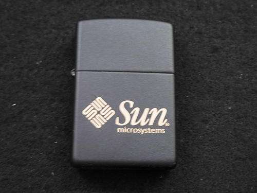 Matte Black Zippo lighter with gold Sun microsystems logo in mint condition @@@ Crazy R1 Start