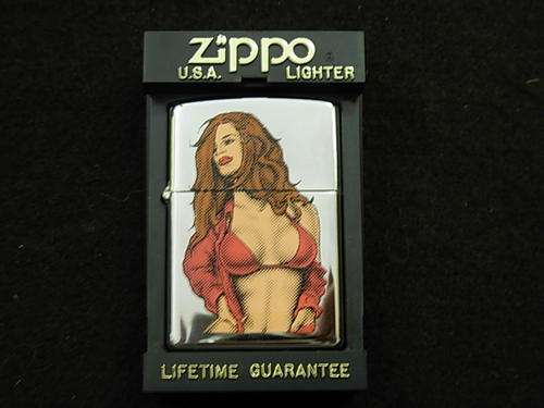 Pinup girl in Red outfit zippo lighter in mint condition @@@ Crazy R1 Start
