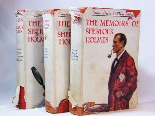 Lot of 3 Sherlock Holmes story books - some damage to book jackets