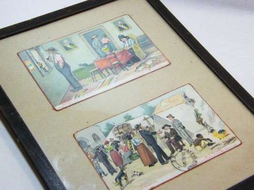 Sketches of South African Life No.1 & No.2 postcards mounted in frame