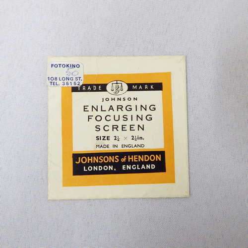Johnson enlarging focusing screen ,size 2 1/4 x 2 1/4 in. - Made in England